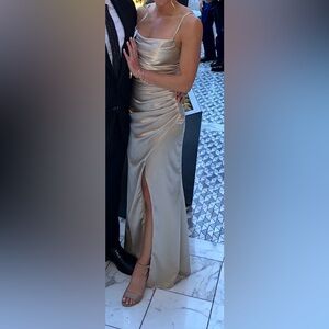 Birdy Grey “Lydia” Dress in Shiny Satin - Champagne